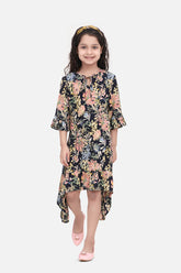 Gils Floral Dress with Asymmetric Hemline